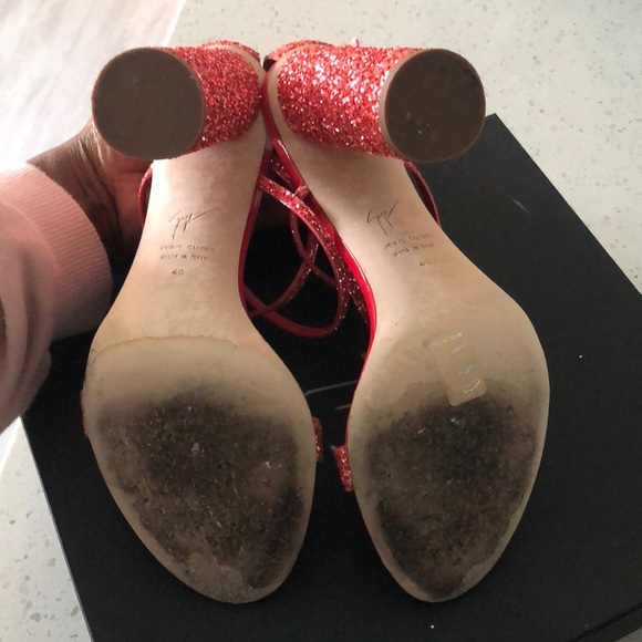 Giuseppe Zanotti Red Glitter Heels - Picture 10 of 14